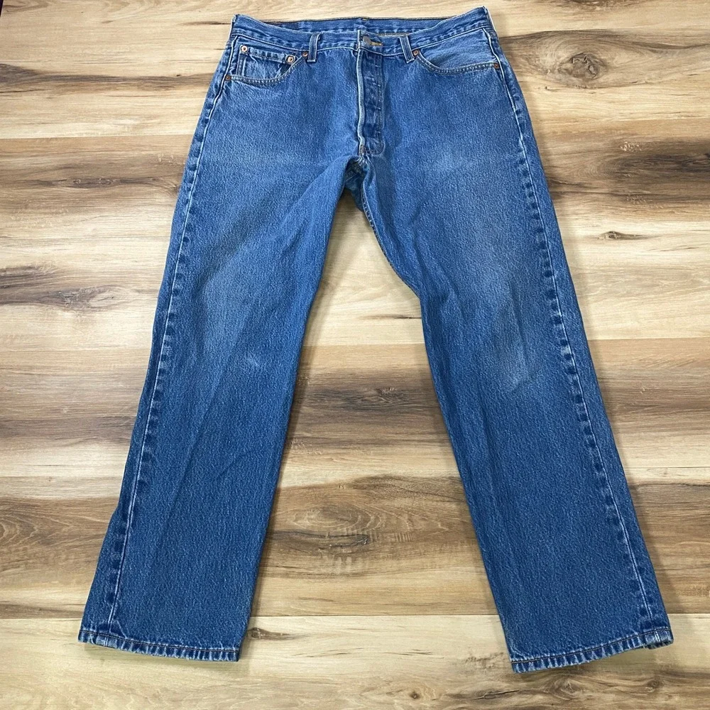 Levi's 501 Jeans Mens 36x32 Heritage 100% Cotton Straight Leg Blue Medium Wash